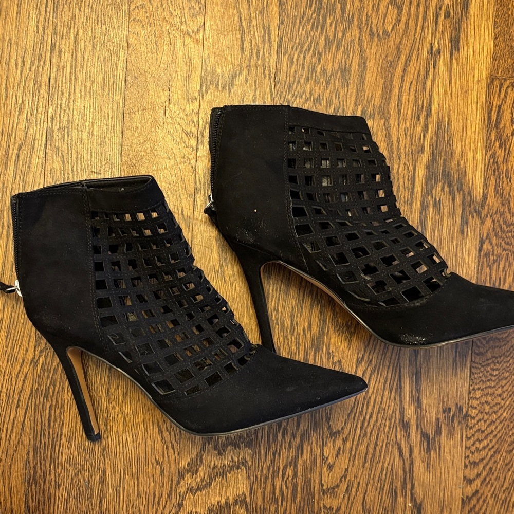 Aldo Black Cutout Heeled Boots